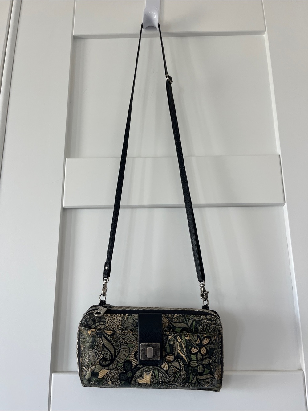 Sakroots Black and Green Floral Crossbody Wallet